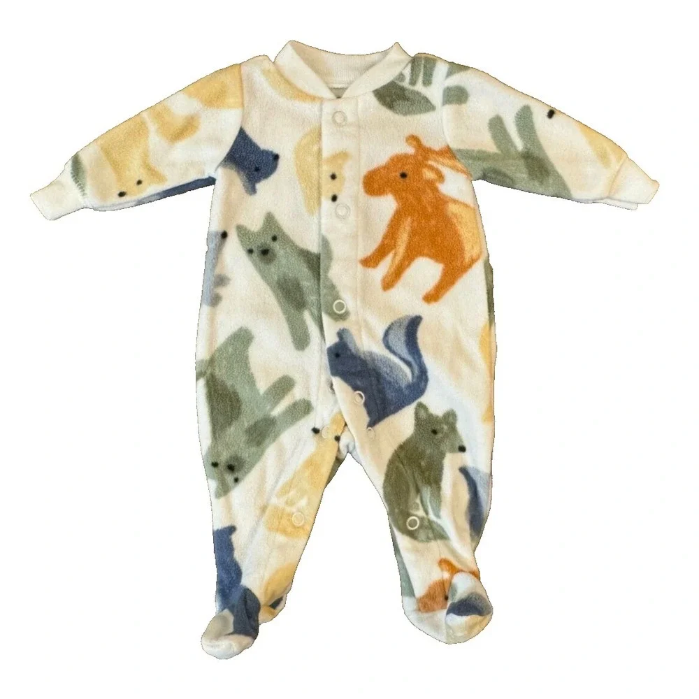 Carters Preemie Baby Boy Sleeper Outfit Romper Fleece Animal Reborn Winter‎